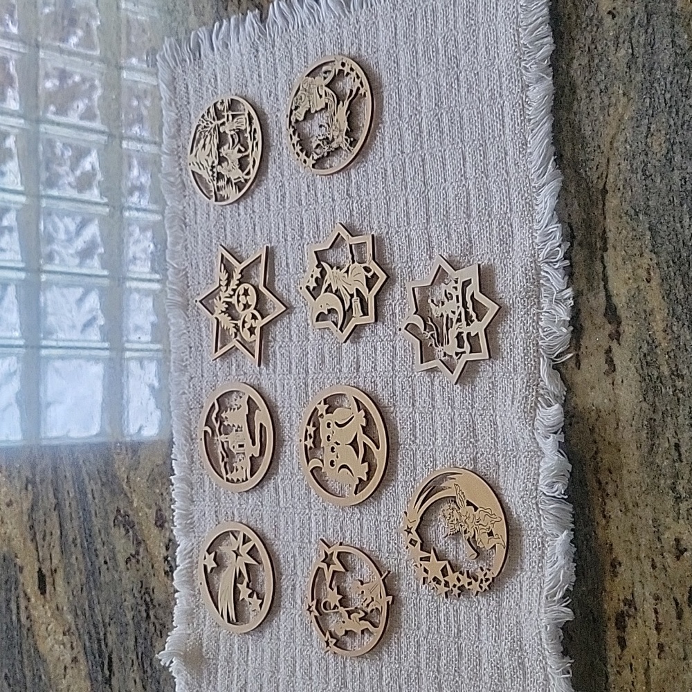 Laser cut  wood Christmas ornaments